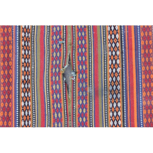 215 - A Jijim or Kilim multicoloured striped flat weave rug, approx 200cm x 180cm