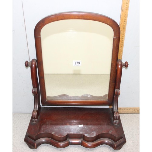 187 - An Edwardian bedroom chair with tapestry seat and a Victorian mahogany dressing table mirror (2)