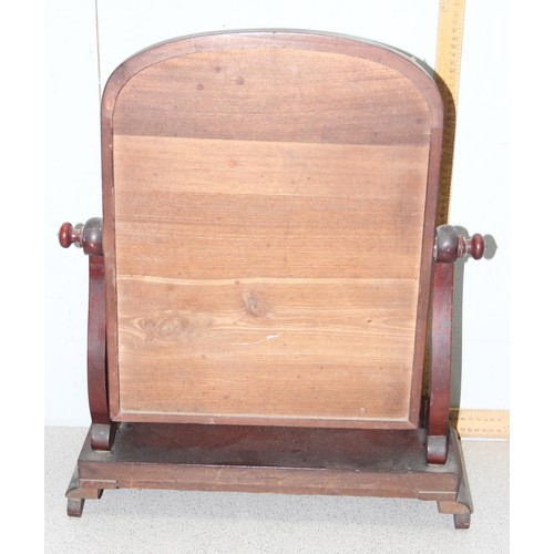 187 - An Edwardian bedroom chair with tapestry seat and a Victorian mahogany dressing table mirror (2)