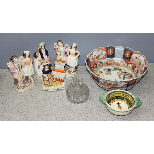 1826 - Qty of assorted mixed woodenware and antique and later ceramics etc