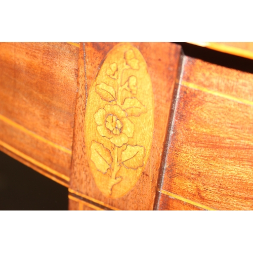 77 - A Georgian mahogany demi-lune card table with marquetry inlay, approx 90cm in diameter when open, ap... 