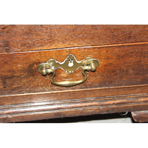 126 - An antique oak mule chest or coffer with 2 drawers, approx 118cm wide x 52cm deep x 77cm tall