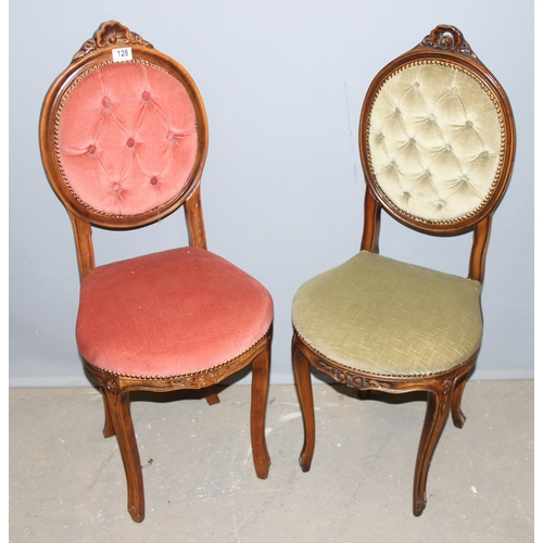 128 - 2 antique style button back bedroom chairs