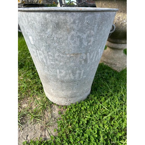 313 - 2 vintage galvanised metal buckets, more one with writing, need picture of it