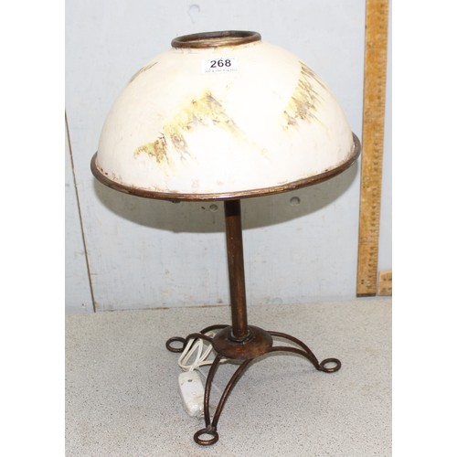 268 - A vintage metal lamp with dome shade, approx 46cm tall