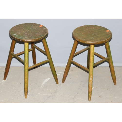 20 - A pair of vintage wooden stools, each approx 43cm tall