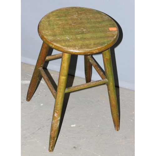 20 - A pair of vintage wooden stools, each approx 43cm tall