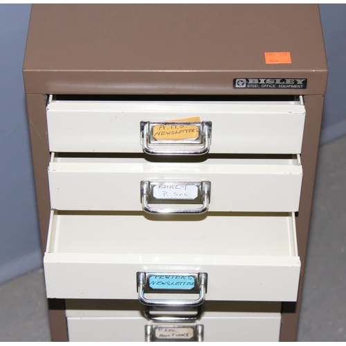 25 - Bisley 10 drawer metal filing cabinet, approx 28cm wide x 43cm deep x 68cm tall