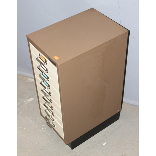 25 - Bisley 10 drawer metal filing cabinet, approx 28cm wide x 43cm deep x 68cm tall