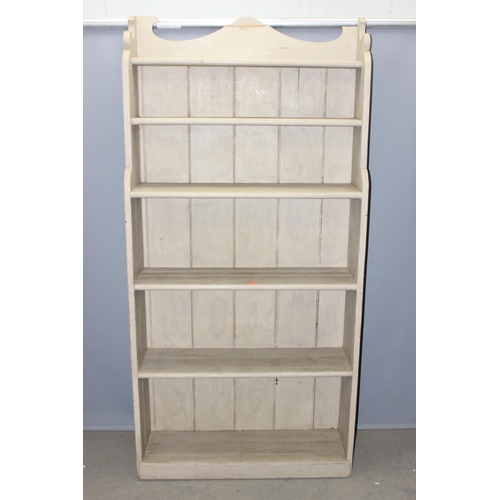 27 - A large vintage painted pine bookcase, approx 97cm wide x 28cm deep x 198cm tall