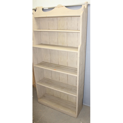 27 - A large vintage painted pine bookcase, approx 97cm wide x 28cm deep x 198cm tall