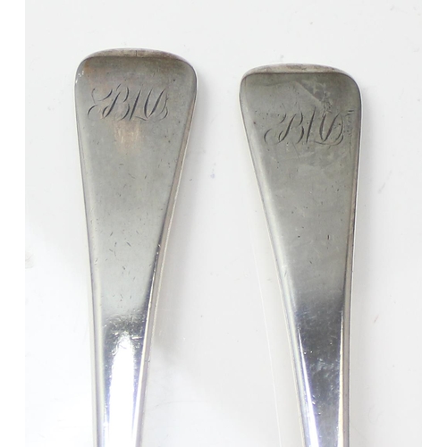 1013 - A pair of George III period silver serving spoons, London 1813 by John Lias, approx 121.48g gross