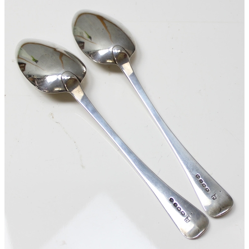 1013 - A pair of George III period silver serving spoons, London 1813 by John Lias, approx 121.48g gross