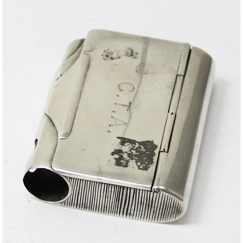 1016 - An unusual silver combination vesta case with cigar cutter, marked for Birmingham 1890 by Lawrence E... 