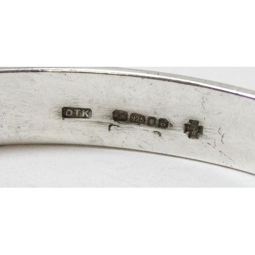 1111 - Silver cuff bangle, marked for London 2000, approx 22.85g gross