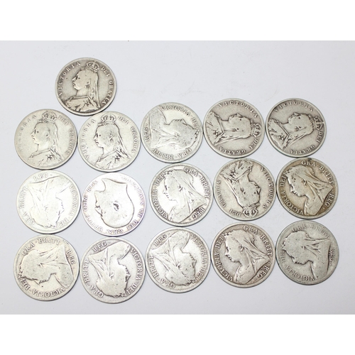 1251 - Queen Victoria and Edward VII silver half crown coins, a date run of 1887-1902 inclusive, 16 coins i... 