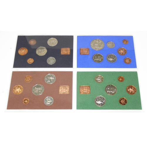 1257 - 13 Royal Mint Coinage of Great Britain & Norther Ireland proof sets in cases, 1970 to 1982 inclusive... 