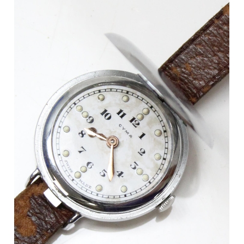 1304 - A rare early 20th century Cyma braille watch, the case in stainless steel with full hunter cover, th... 