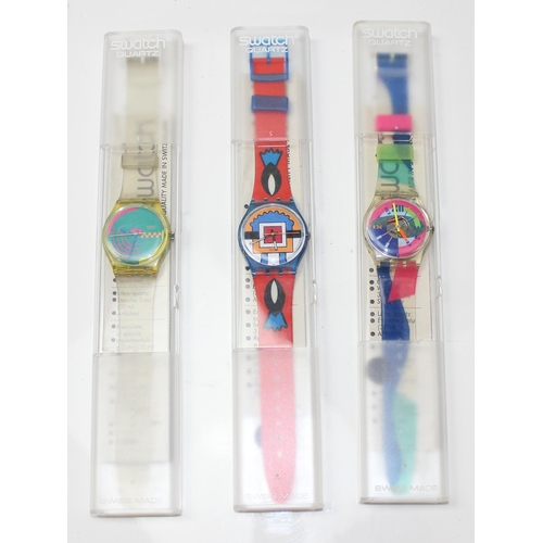 1321 - 3 vintage Swatch watches in boxes, to inc Paella GN129, Beach Volley GK153 & Honor Ride GJ104