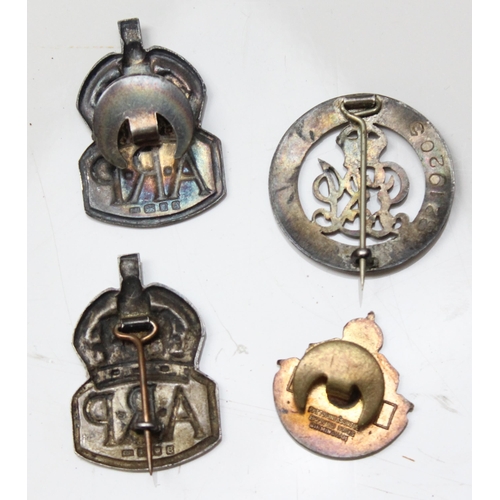 1421 - 2 WW2 period silver ARP badges, a silver Services Rendered badge, numbered 8219205 and a National Sa... 