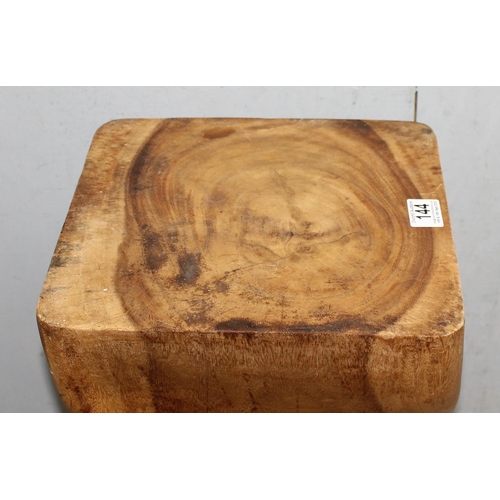 144 - An unusual twisted turned wooden stool or side table, approx 52cm H x 31cm x 31cm