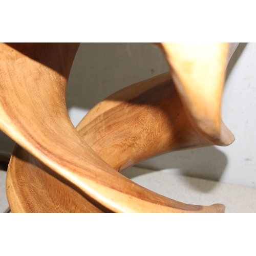 144 - An unusual twisted turned wooden stool or side table, approx 52cm H x 31cm x 31cm