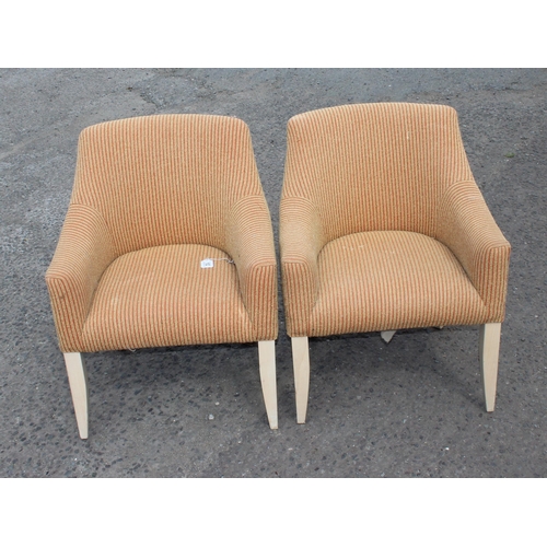 162 - A pair of retro tub chairs with striped 