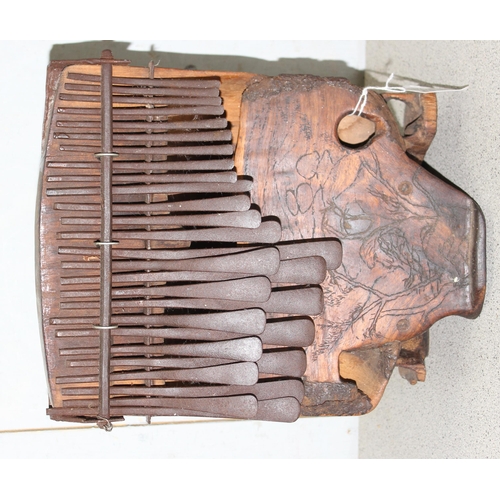 623A - A vintage wooden Mbira or thumb piano of unusually large form, possibly from Zimbabwe, likely early ... 