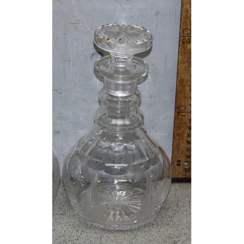 1612 - 2 crystal decanters with stoppers, approx 23cm