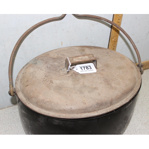 326 - A vintage enamelled metal cooking pot with lid, approx 39cm wide