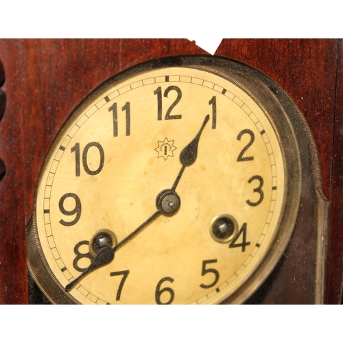 1323 - Early 20th century Black Forest style mahogany wall clock with Junghans movement