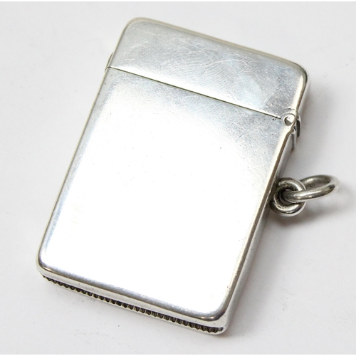 1025B - An antique plain silver vesta case, Birmingham 1893 by William Neale, approx 29.31g gross