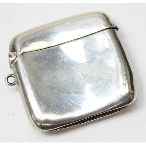 1025C - An antique plain silver vesta case of slightly curved form, Birmingham 1910 by William Henry Sparrow... 