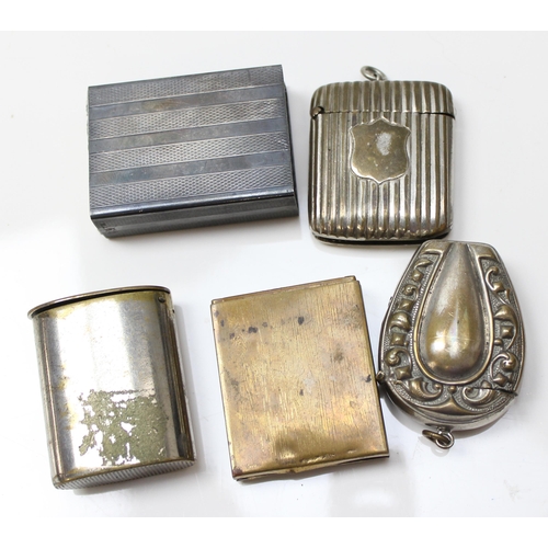 1026 - 9 assorted vintage silver plate and other vesta cases and matchbox covers, all likely early 20th cen... 