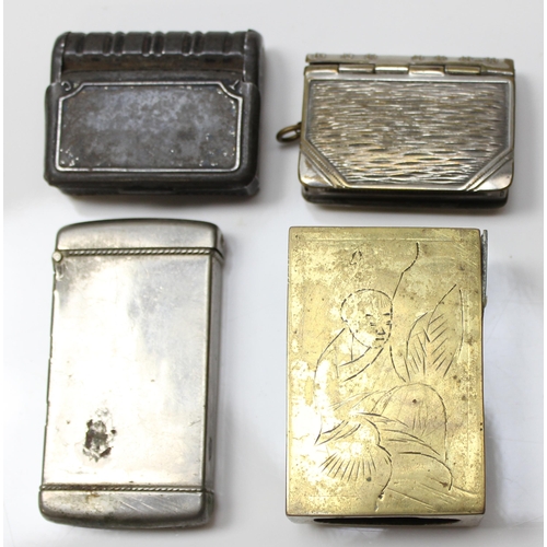 1026 - 9 assorted vintage silver plate and other vesta cases and matchbox covers, all likely early 20th cen... 