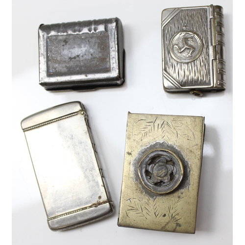 1026 - 9 assorted vintage silver plate and other vesta cases and matchbox covers, all likely early 20th cen... 