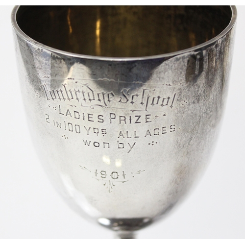 1031 - A silver presentation goblet, Tunbridge School 100 yards trophy 1901, marked for London 1900 by Char... 