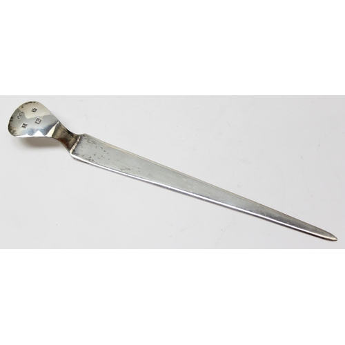 1044 - Silver letter opener or paperknife, Birmingham 1987 by Regent Silversmiths, approx 18cm long, approx... 