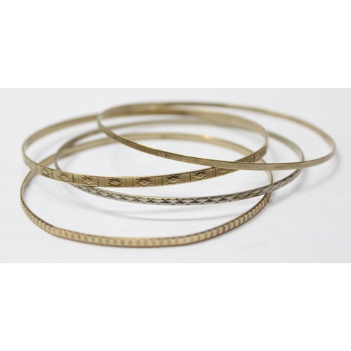 1109 - 4 German 333 8ct gold bangles or bracelets, all marked 333 and XRF confirmed, approx 12.83g gross