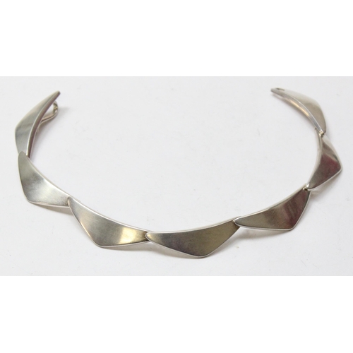 1112 - Georg Jensen of Denmark, a retro style silver bracelet made up of stylised triangular links, marked ... 