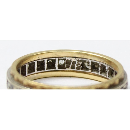 1114 - 18ct gold and diamond eternity ring, approx size O, approx 4.21g gross