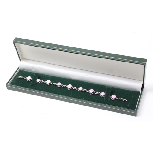 1118 - A 925 silver mounted and faux opal bracelet, approx 19cm long, boxed