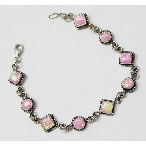 1118 - A 925 silver mounted and faux opal bracelet, approx 19cm long, boxed