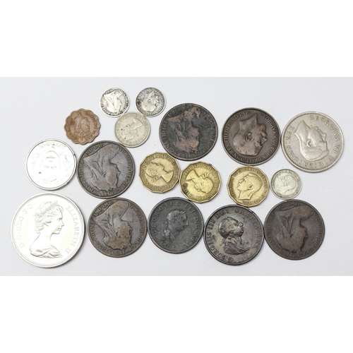 1215 - Small qty of assorted coins to inc 3 silver 3d coins, 1912H penny, other George III and later coins ... 