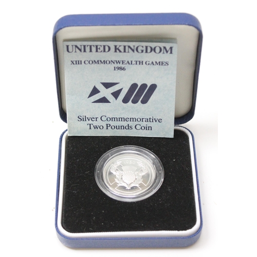 1219 - 1986 Royal Mint 13th Commonwealth Games commemorative silver proof £2 coin, boxed with paperwork