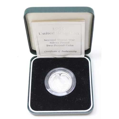 1221 - 1995 Royal Mint silver proof commemorative Dove of Peace £2 coin, boxed with paperwork