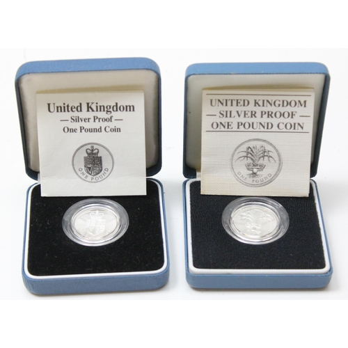 1222 - 2 Royal Mint silver proof £1 coins, 1895 & 1988, both boxed with paperwork