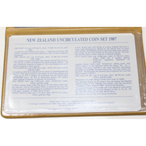 1230 - 1987 New Zealand National Parks Centennial proof coin sets one with silver dollar coin, boxed with p... 