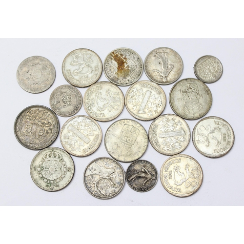 1245 - Qty of assorted mixed world and UK coins, all with silver content, approx 100.91g gross