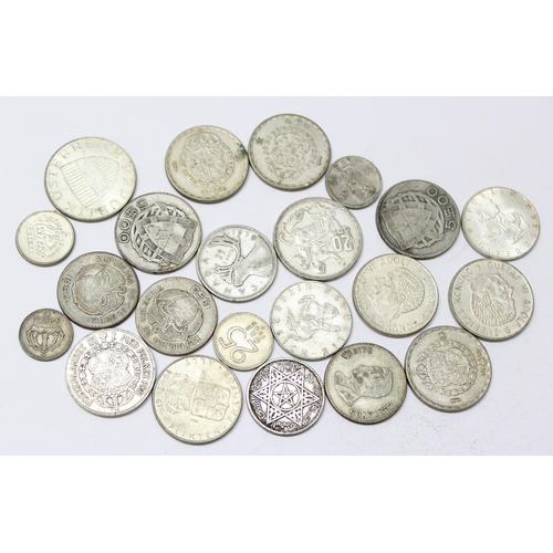 1245A - Qty of assorted world coins, all with some silver content, XRF confirmed, approx 120.81g gross